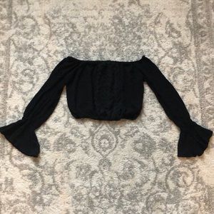 Solemio lace front off the shoulder crop top in S